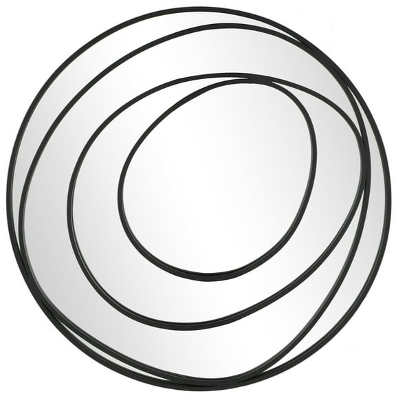 DecMode 32" x 32" Black Abstract Wall Mirror with Overlapping Circles