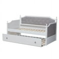 thumbnail image 6 of Baxton Studio Mara Classic and Traditional Grey Fabric Upholstered White Finished Wood Twin Size Daybed with Trundle, 6 of 7