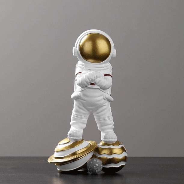 Estatua de astronauti, regalos Lindo arte creativo Resina Espacio exterior Coleccionables Artesanía Escultura para adorno en miniatura Guardería Hogar de pie Fernando Figuras de astronauta de resina