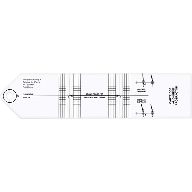 kwmobile Cartridge Alignment Protractor - Straight Ruler Tool for Record Player Turntable Vinyl Player Phono Needle