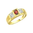 thumbnail image 4 of RYLOS Men's Rings 14K Yellow Gold Classic 6X4MM Oval Gemstone & Diamond Ring Garnet January Birthstone Rings For Men, Gold Rings Size 13, 4 of 8
