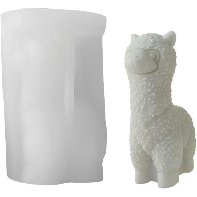 Molde de silicona 3D pequeñas Alpacas, vela de animales, herramienta de fabricación de jabón de yeso de resina, molde para hornear Chocolate, decoración del hogar, Animal