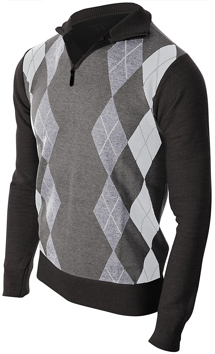 Mens Argyle Zip Up Golf Long Sleeve 