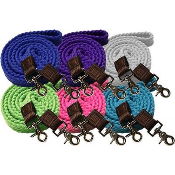 Showman 7' 1/2" Long Cotton Roping Reins w/ Scissor Snap Ends (Blue)