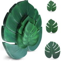 90 pcs Artificial Tropical Palm Leaves, 3 Size Faux Safari Leaves Monstera Fake Leaves, Jungle Beach Party Theme Decorations for Birthday Party Safari Table Decorations Supplies