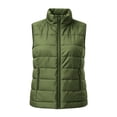 thumbnail image 4 of Sevevn Women's Quilted Puffer Sleeveless Vest Stand Collar Zip‑Up Lightweight Padded Gilet with Zipper Pockets Fall Winter Outerwear Army Green XL, 4 of 7