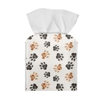 ZUXONGSY Dog Paw Square Tissue Box Covers PU Leather Tissue Cube Box Cover Stylish Tissue Box Cover Customized Printed Tissue Cover for Bathroom,Car,Bedroom, Hotel, Office