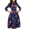 thumbnail image 1 of Fankiway Robes à Manches Longues en Solde Robe Femme Ligne A Fête Rétro Florale Manches Trois-Quarts Robes Femmes Grande Taille en Solde, 1 of 6