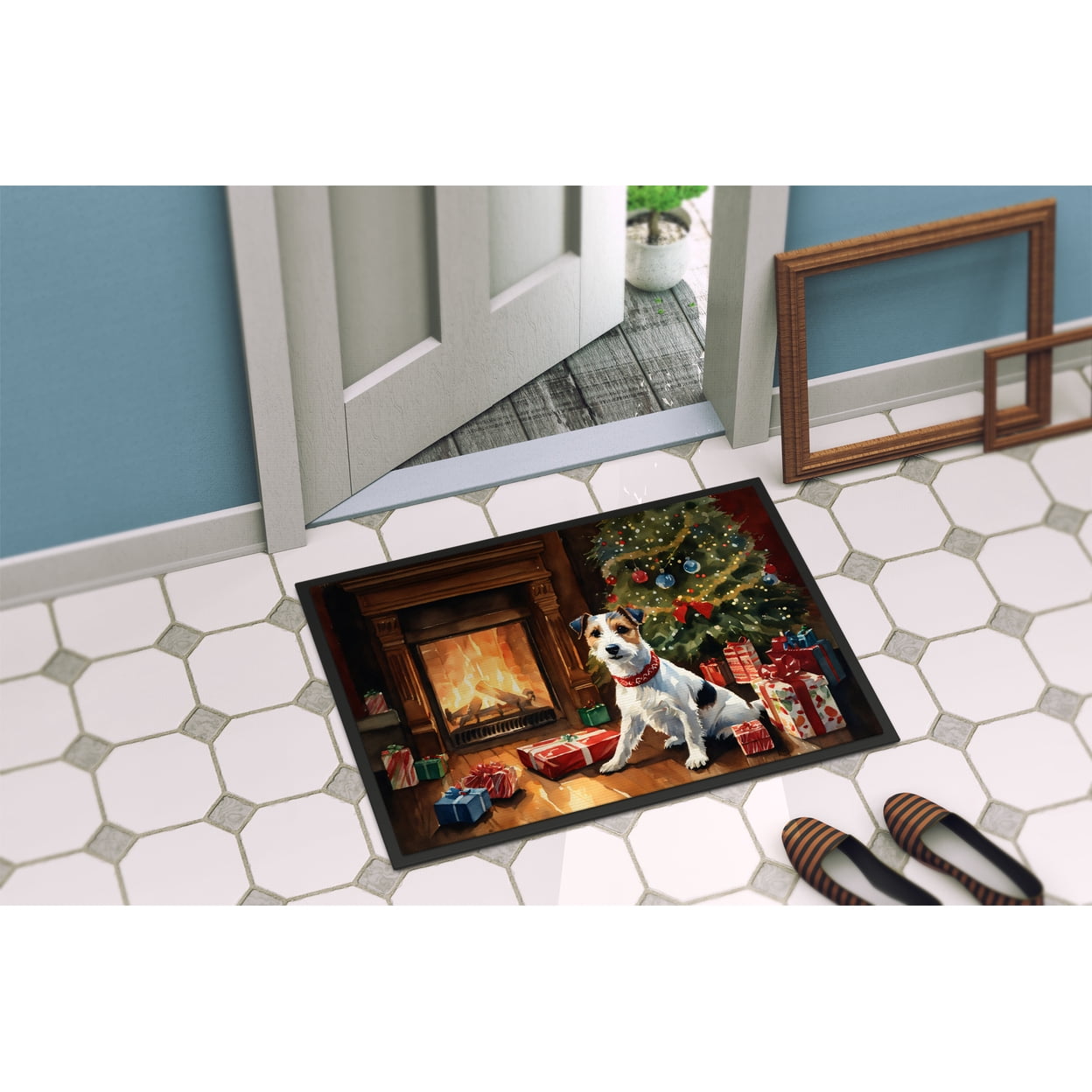Carolines Treasures DAC2682MAT 18 x 27 in. Jack Russell Terrier Cozy Christmas Doormat