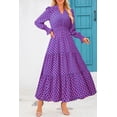 thumbnail image 5 of Vestido PRETTYGARDEN 2025 Otoño Maxi Azul y Rosa con Escote en V y Mangas Largas, 5 of 5