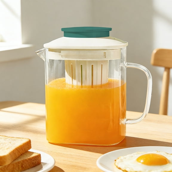 Borosilicate Glass Pitcher with Detachable Filter, 850ml Heat Resistant Glass Water Carafe for Hot Tea and Cold Fruit Infusions, Square Design Pitcher for Home and Office Use