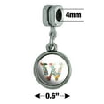 thumbnail image 4 of Letter W Floral Monogram Initial Italian European Style Bracelet Charm Bead, 4 of 5