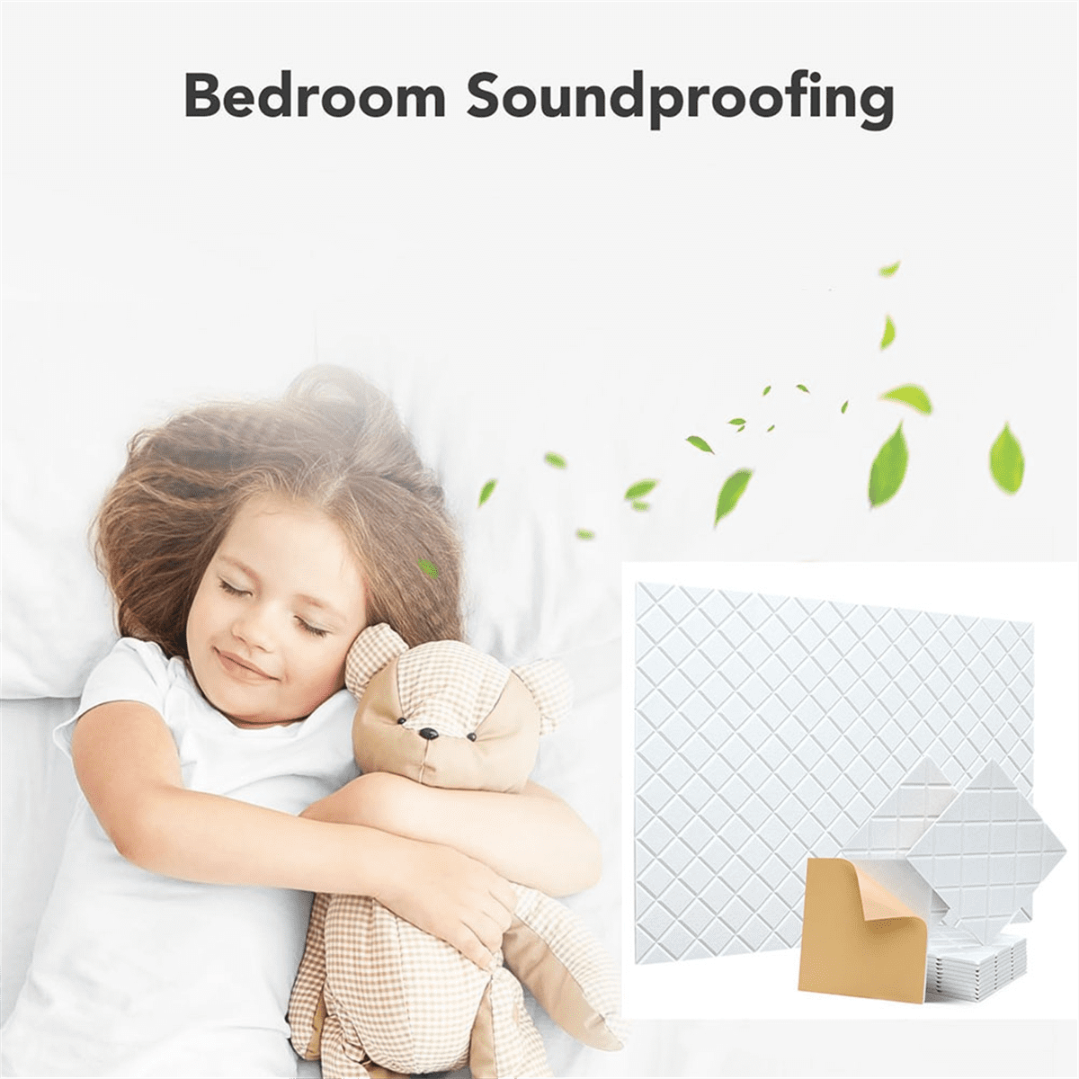 12Pack Acoustic Panels with Self-Adhesive, 12x12x0.4In Sound Proof Foam Panels, Sound Absorbing Tile for Walls White