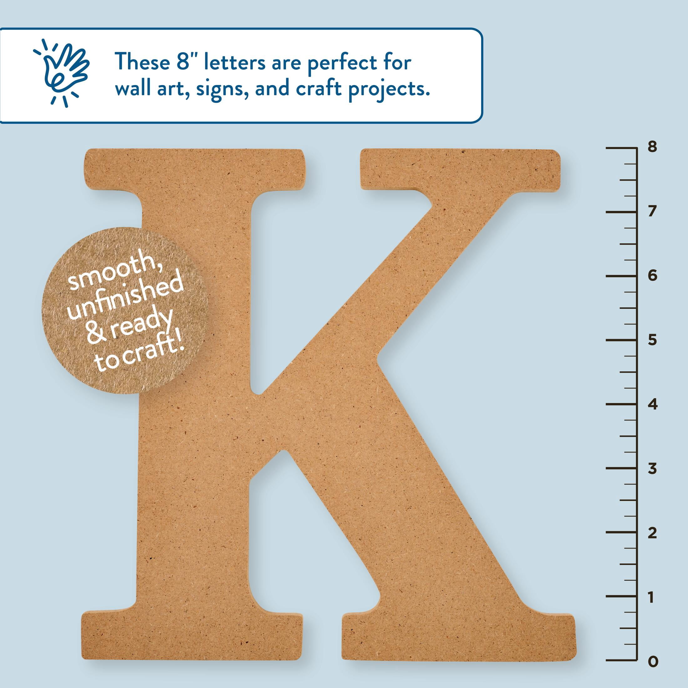 Plaid Unfinished Wood MDF 8" Letter for DIY Arts and Crafts, K
