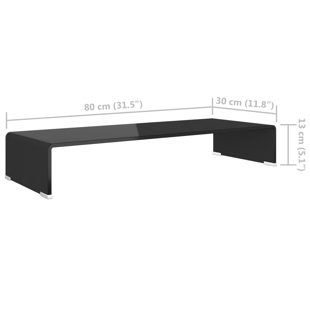 Kepooman Modern Rectangle Glass Computer LCD Desktop Shelf for Bedroom, 31.5" x 11.8" x 5.1", Black Kepooman Modern Rectangle Glass Computer LCD Desktop Shelf for Bedroom, 31.5" x 11.8" x 5.1", Black