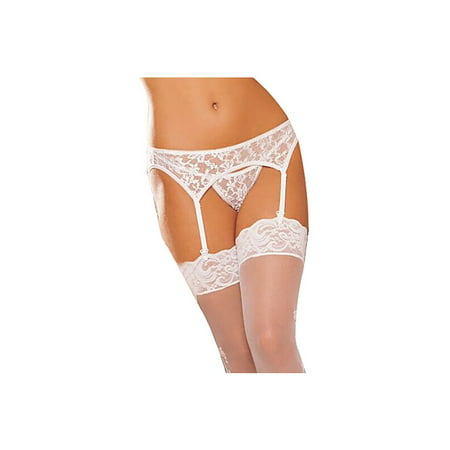 Womens Lingerie Set, Coxeer Sexy Lace Garter Belt Panties & White Silk Stockings for