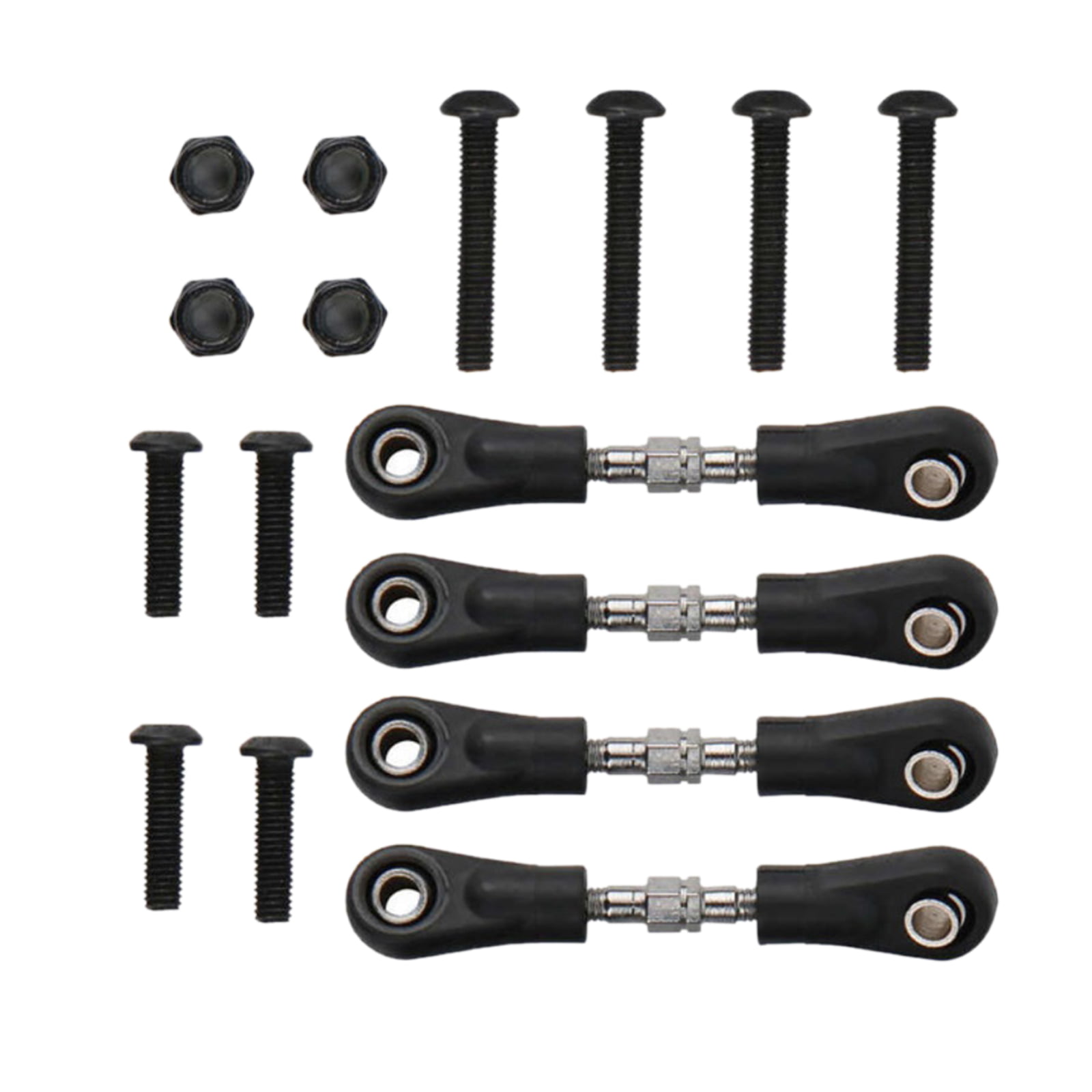 4x RC Car Adjustable Steering Rod Parts with Screws Nuts 1:10 Scale RC Car 