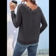 thumbnail image 4 of Camisetas con Cuello en V para Mujer, Blusas Bonitas de Encaje de Larga, Blusas Casuales Elegantes para Otoño e Invierno, Camisetas Modernas. Gris Oscuro M, 4 of 10