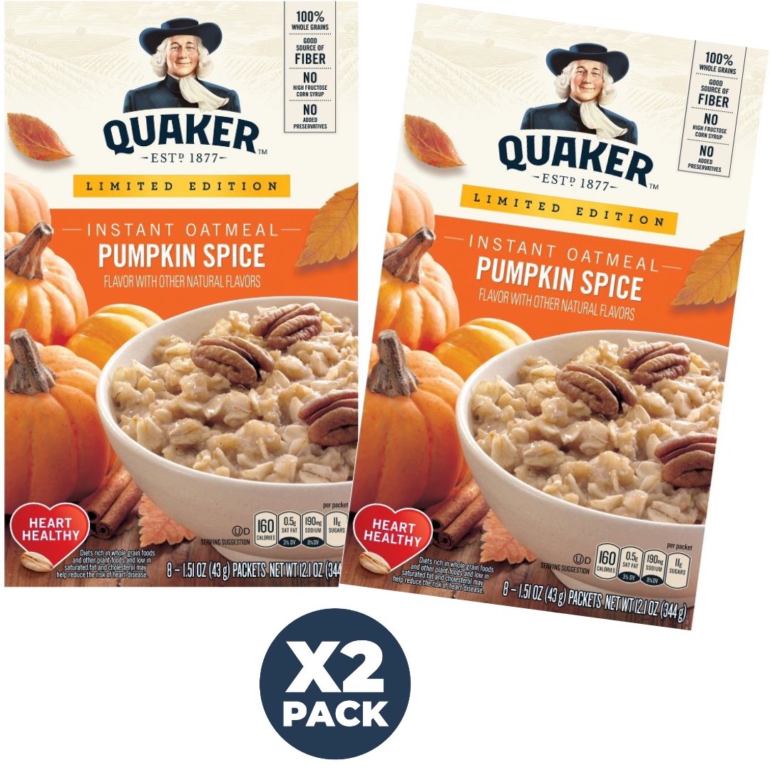 Quaker Pumpkin Spice Oatmeal 12.1 oz Pack Of 2