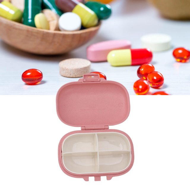 Pastillero Diario Pastillero Portátil de 4 Compartimentos Pastillero de Viaje Pastillero Rosa Verde y Beige ANGGREK Otros