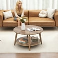 thumbnail image 7 of FDW Round Coffee Table with Storage and Sturdy MDF Top & Tapered Legs,Brown, 7 of 7