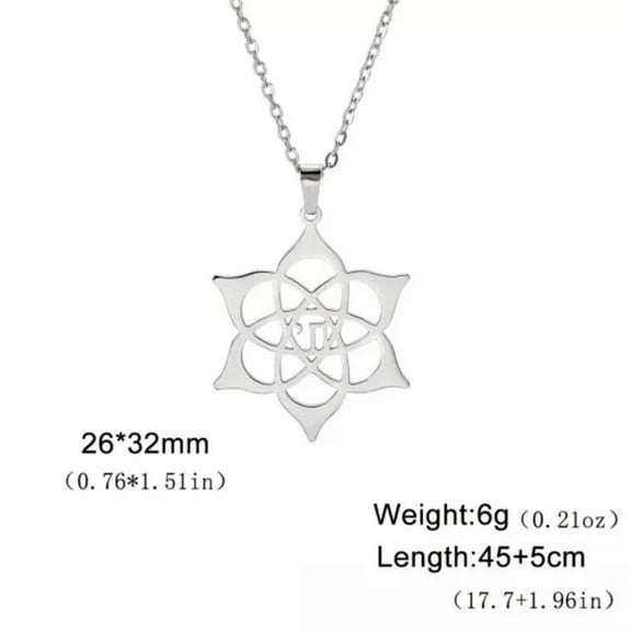 Hebrew Chai Lotus Flower Pendant Necklace Amulet Stainless Steel Jewelry
