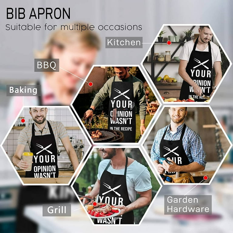POTALKFREE Funny Chef Aprons for Men with Pockets, Kiss the Cook Kitchen  BBQ Cooking Dad Apron, Grill Gifts for Birthday Christmas Thanksgiving