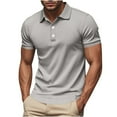 thumbnail image 1 of Playeras Elvqul de Hombre Playa Gris Elástica sin Estampado Manga Corta con Solapa Abotonada, 1 of 8