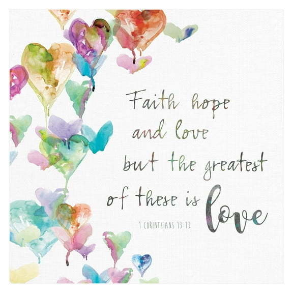 Masterpiece Art Gallery Faith Hope And Love Inspirational Sign By Carol Robinson Canvas Art Print 24" x 24"
