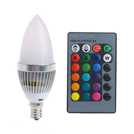

YLHHOME 3W RGB E12 E14 Candelabra LED Bulb Color Changing Candle Light Lamp Remote Control Bulb 16 Colors for Home Bar Party KTV