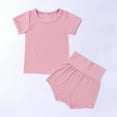 thumbnail image 2 of Fesfesfes Outfits Size 8-10 Toddler Kids Baby Boys Girls Fashion Cute Solid Color Short Sleeve High Waist Shorts Cotton Casual Suit 3-4 Years, 2 of 9