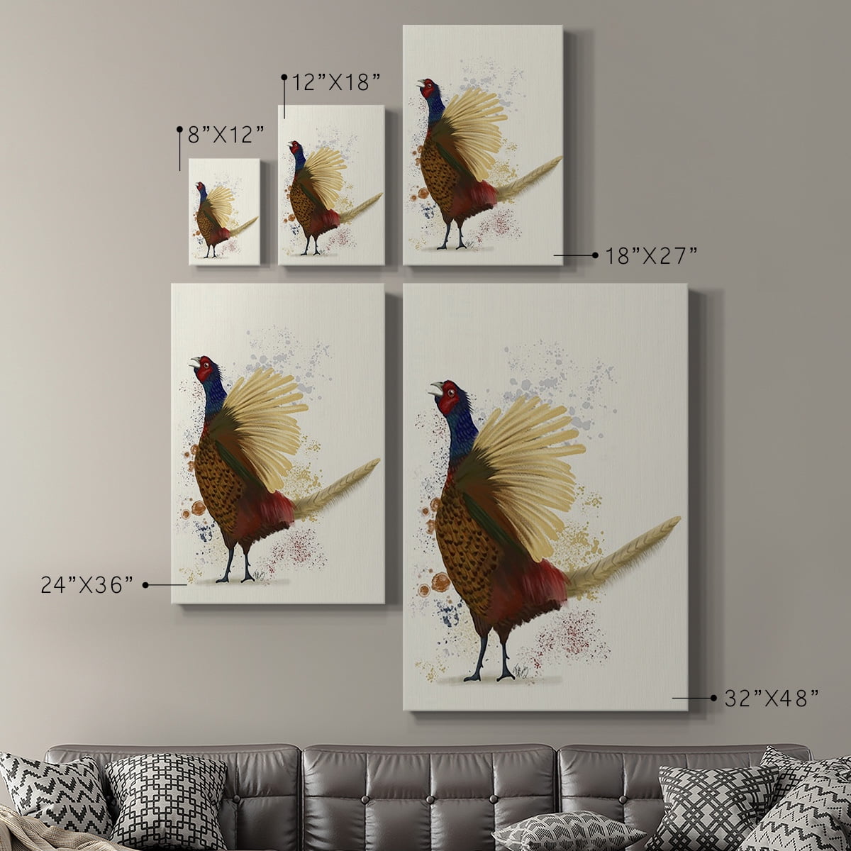 Pheasant Splash 8 Premium Gallery Wrapped Canvas - Ready to Hang