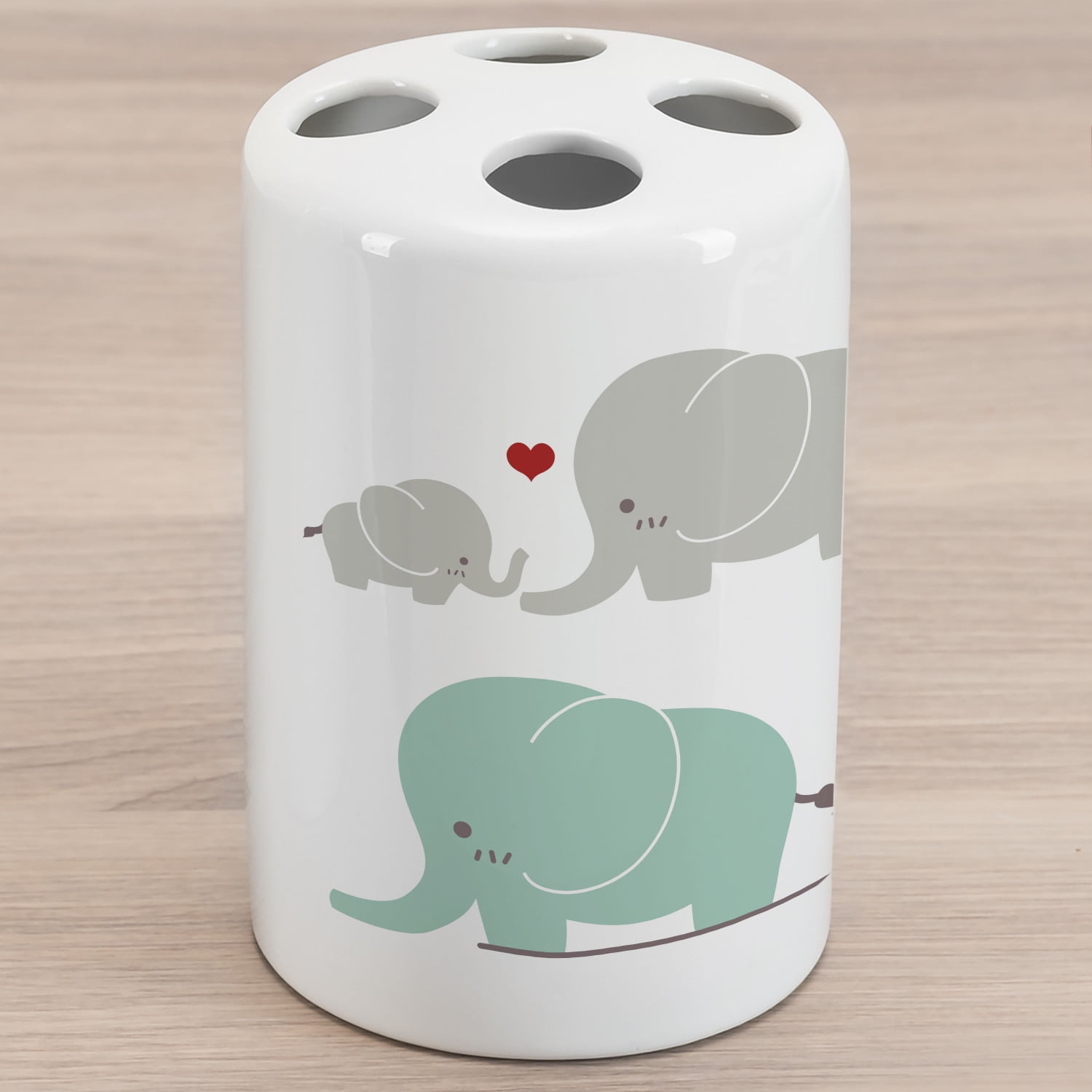 Cartoon Ceramic Toothbrush Holder, Family Love Theme Elephants Mother's