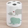 thumbnail image 1 of Cartoon Ceramic Toothbrush Holder, Family Love Theme Elephants Mother's Day Theme, Decorative Versatile Countertop for Bathroom, 4.5" X 2.7", Pale Pink Seafoam Grey, 1 of 4