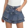 thumbnail image 2 of JYnXIANTI Toddler Girls Denim Shorts High Waisted Tiered Flowy Skorts Children Comfortable Jeans Shorts Summer Clothes, 2 of 7