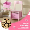 thumbnail image 6 of COSVALVE Kid's Study Desk and Chair for Children with Storage Bins, Bookshelf Organizer, Cork Bulletion Board (Pink), 6 of 8