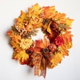 thumbnail image 1 of Corona de calabaza con hojas de arce para Halloween de HWRETIE,decoración para el hogar con temática de otoño,corona decorativa de temporada y Halloween, 1 of 3