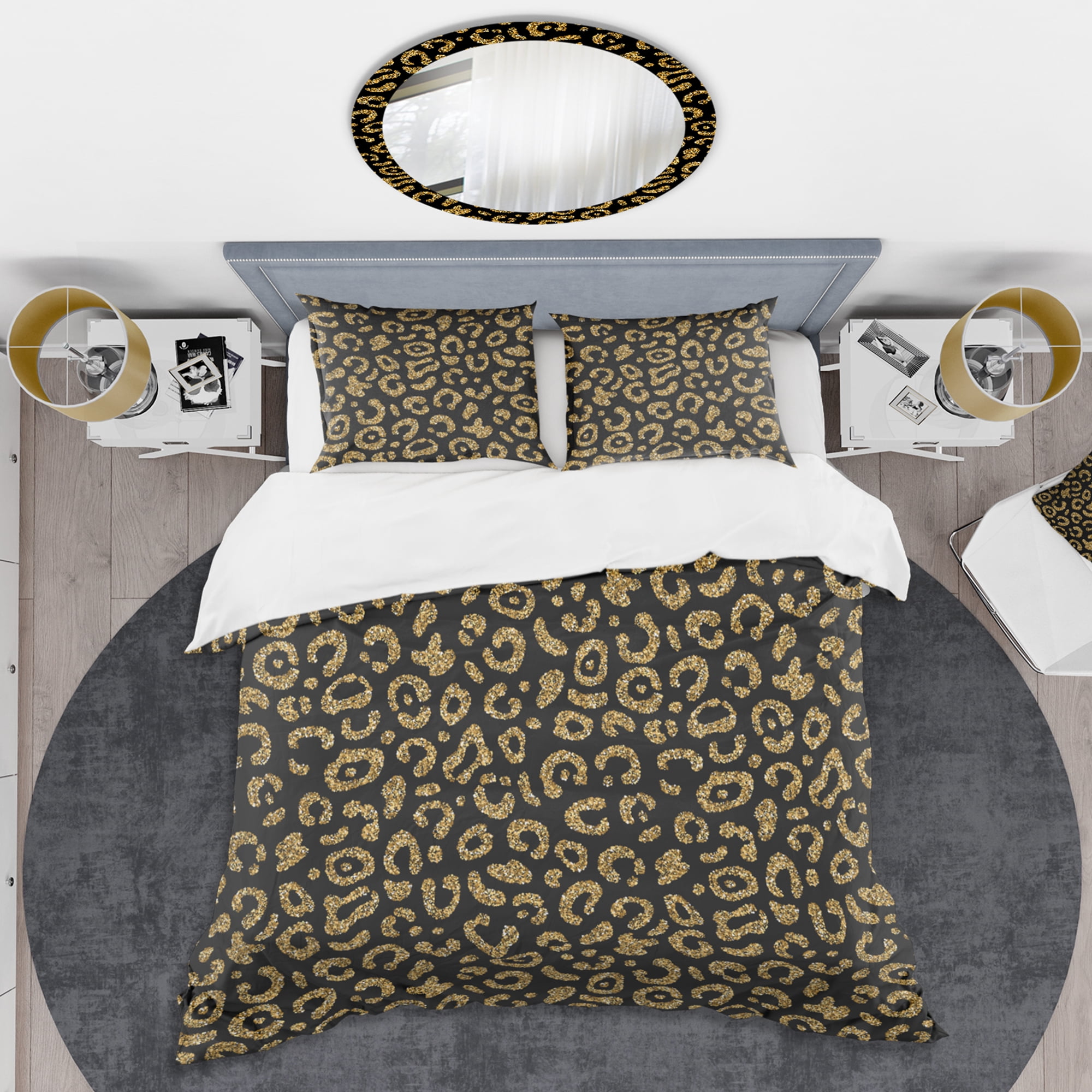 Designart 'Golden Leopard Fur' Mid-Century Modern Duvet Cover Set