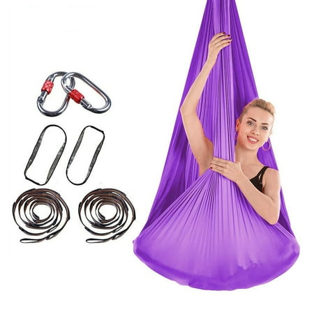 BIRLON Aerial Yoga Swing Set with Hardware, Elastic Hammock Yoga for Beginners and Professional(Purple)