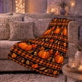 thumbnail image 6 of Autumn Harvest Pumpkin Plaid, Cozy Friendship Quote Scene, Warm Flannel Blanket for Living Room and Reading Nook, Art Lovers Thanksgiving Gift, Artistic Home Decor, 6 of 9