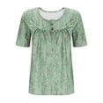 thumbnail image 7 of ZVAVZ Plus Size Tops for Women Trendy Gradient Tie Dye T-Shirts Buttons Pleated Henly Crew Neck Blouse Relaxed Fitted Comfy Pullover Blouse Blue,5XL, 7 of 7