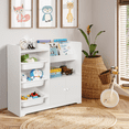 thumbnail image 5 of Cowiewie Kid's Bookshelf with 3-Removable Toy Bins, 4-Tier Display Stand, 1 Storage Cabinets with Door, Toy Storage Organizer for Playroom, Kids Room, Bedroom,White, 5 of 8