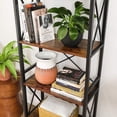 thumbnail image 5 of Standing Shelf Ladder Rack with 4 Open Shelves Bookshelf Kitchen Shelf for Kitchen Office Rustic Brown and Black, 5 of 6