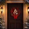 thumbnail image 4 of Holy Family Christmas Wreath with Nativity Scene, Artificial Red Floral Berry Door Wreath, Wooden Religious Xmas Wall Decor for Front Door, Mantel, Entryway, Traditional Holiday Home Decoration, 4 of 5