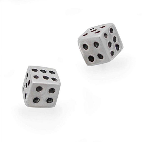 Sterling Silver Dice Post Earrings, 3.5mm