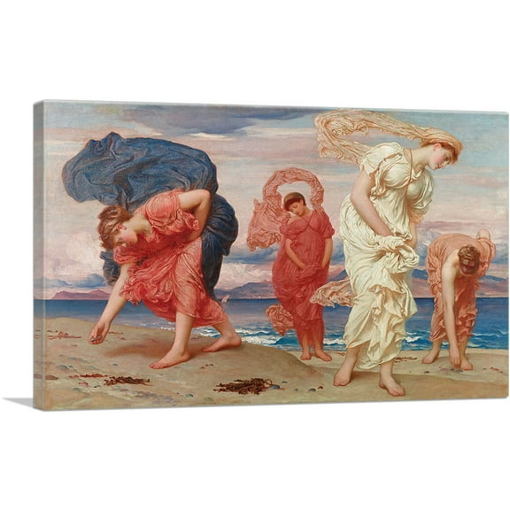 ARTCANVAS Greek Girls Picking up Pebbles by the Sea 1871 Canvas Art Print by Frederic Leighton - Size: 26" x 18" (0.75" Deep)