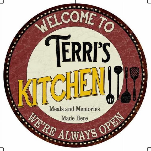 Terri's Kitchen 12" Round Metal Sign Bar Game Room Wall Déco 200120040208