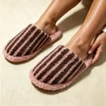 thumbnail image 5 of Samdudou House Slippers for Women Fuzzy Striped Pattern Closed Toe Slip On Plush Warm Indoor Bedroom Flat Footwear for Daily Home Lounging, 5 of 6