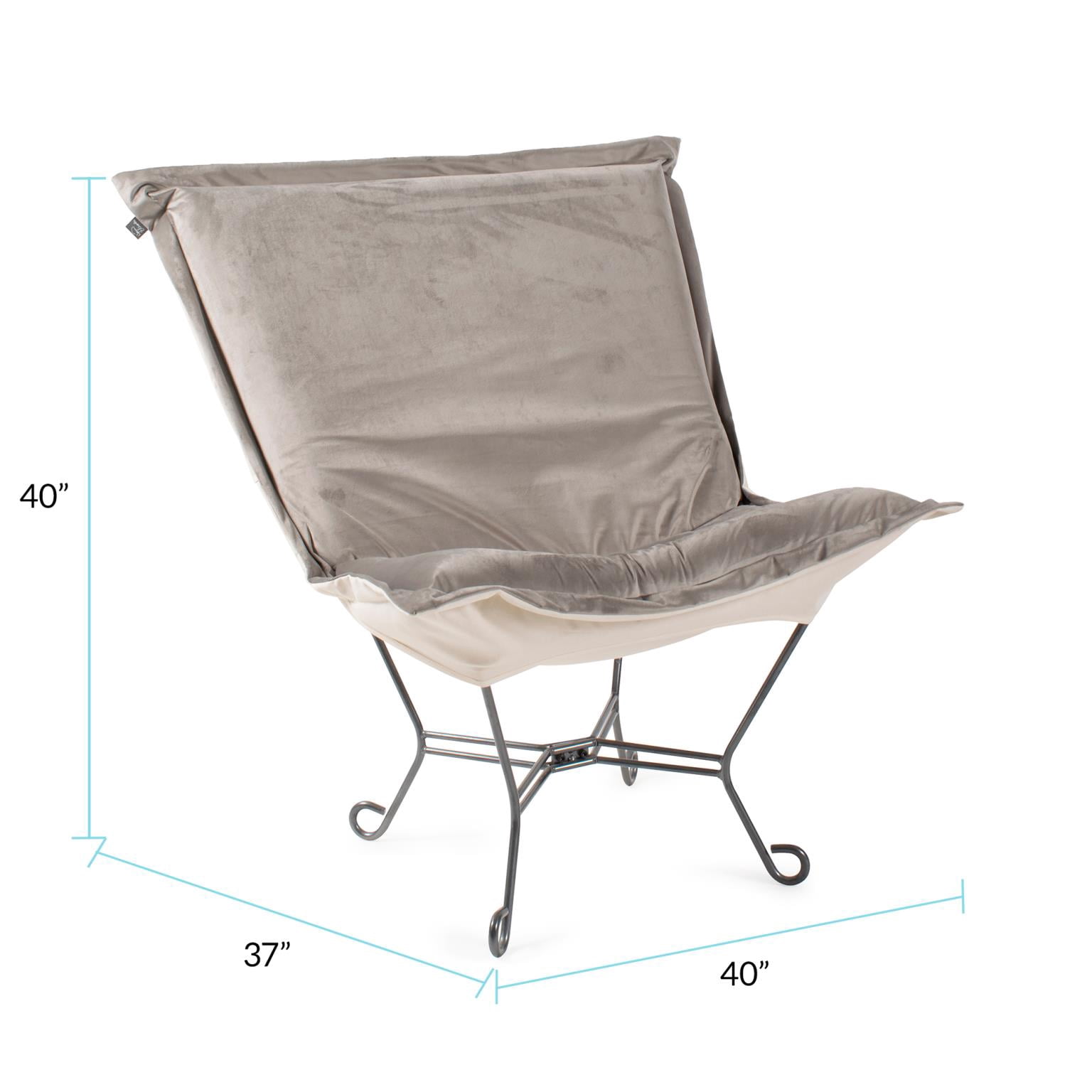 Scroll Puff Chair Bella Ash Titanium Frame