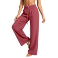 thumbnail image 6 of VEKDONE Wide Leg Elastic High Waisted Pants for Women Summer Loose Fit Palazzo Pants Summer Casual Lightweight Beach Vacation Travel Trousers for Daily Wear Red XXL, 6 of 8